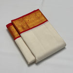 Load image into Gallery viewer, Classic White &amp; Dark Red Elegance Kanchipuram Handloom Silk Saree SS27375
