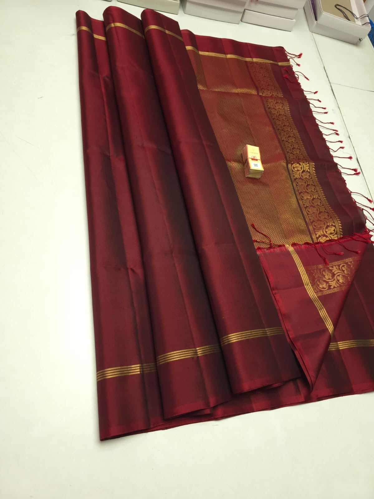 Classic Dark Brown Elegance Plain Handloom Soft Silk Saree SS25467