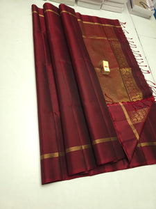 Classic Dark Brown Elegance Plain Handloom Soft Silk Saree SS25467