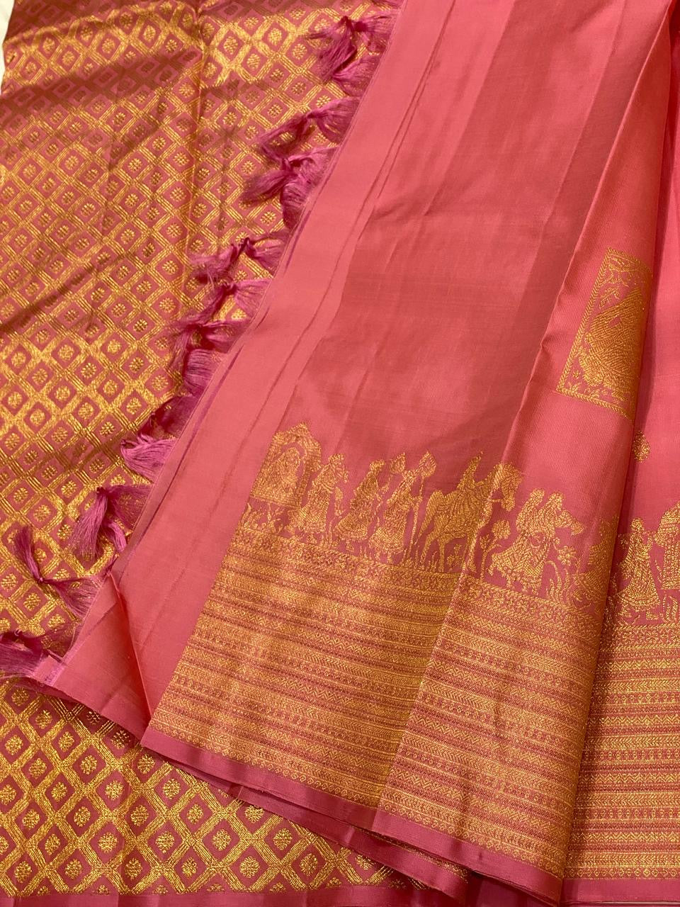 Classic Rose 2gm Zari Bridal Elegance Kanchipuram Handloom Silk Saree SS24516