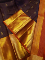 Load image into Gallery viewer, Classic Coffee Brown &amp; Mermalade Orange 2gm Zari Elegance Kanchipuram Handloom Silk Saree SS28455
