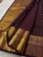 Load image into Gallery viewer, Classic Plum 2gm Zari Elegance Kanchipuram Handloom Silk Saree SS23748
