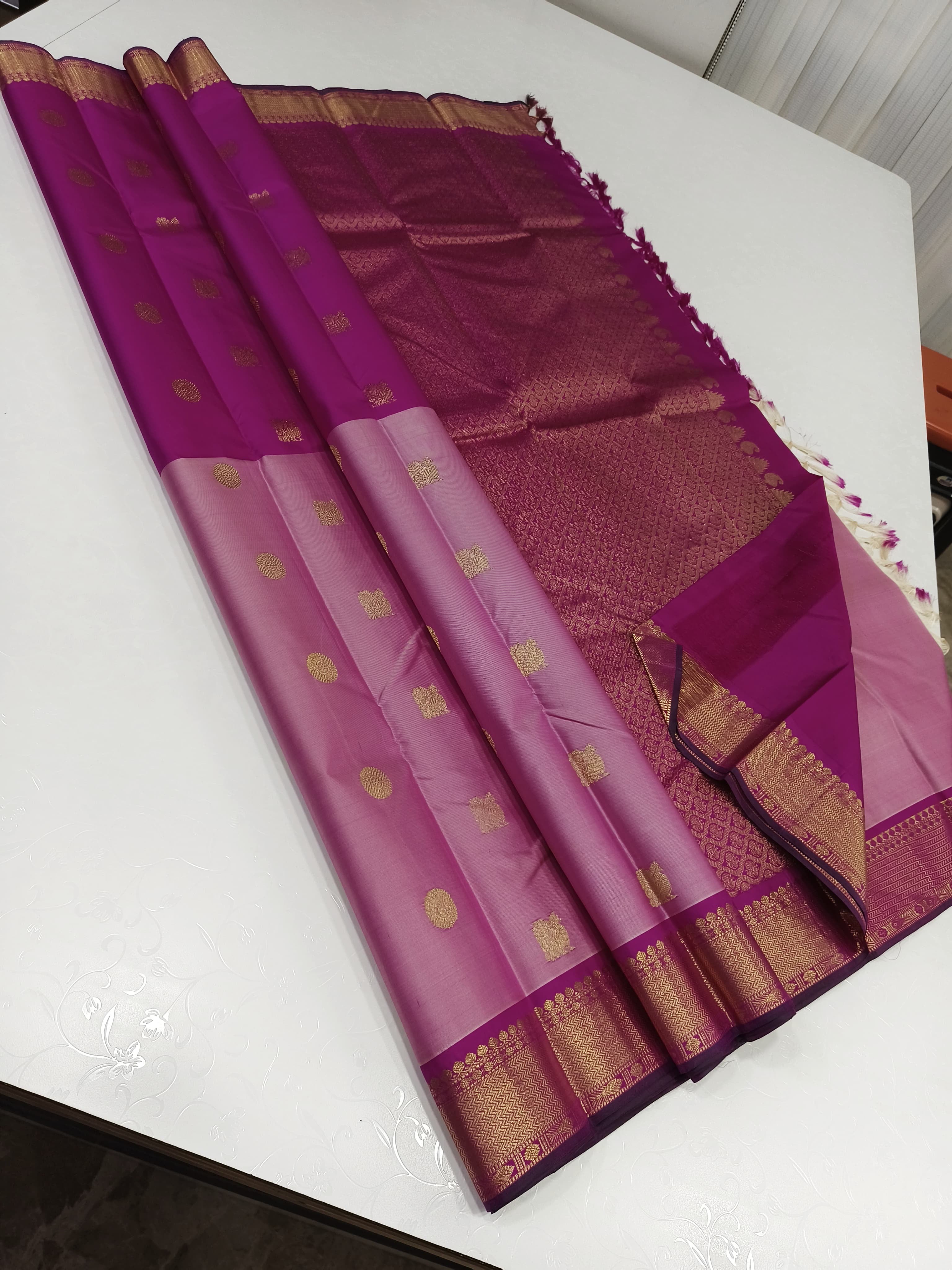 Classic Onion Pink 2gm Zari Elegance Kanchipuram Silk Saree SS23846