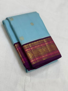 Ice Blue & Jam Purple 1gm Zari Elegance Kanchipuram Handloom Silk Saree SS20530