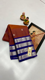 Load image into Gallery viewer, Classic Brown &amp; Violet Elegance Kanchipuram Handloom Silk Saree SS24755
