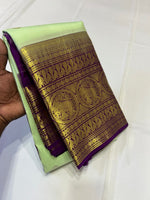 Load image into Gallery viewer, Classic Pastel Green &amp; Purple 2gm Zari Elegance Kanchipuram Silk Saree SS23917
