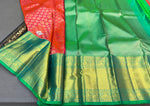 Load image into Gallery viewer, Classic Orange Rose &amp; Sea Green Bridal Elegance Kanchipuram Handloom Silk Saree SS23597
