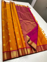 Load image into Gallery viewer, Classic Orange &amp; Pink 2gm Zari Elegance Kanchipuram Handloom Silk Saree SS23751
