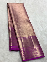 Load image into Gallery viewer, Classic Rhubarb Purple 2gm Zari Bridal Elegance Kanchipuram Handloom Silk Saree SS24821
