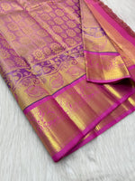 Load image into Gallery viewer, Classic Glow Pink Brocade Bridal Elegance Kanchipuram Handloom Silk Saree SS27072
