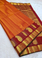 Load image into Gallery viewer, Classic Apricot Orange 2gm Zari Kanchipuram Handloom Silk Saree SS26365
