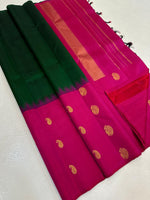 Load image into Gallery viewer, Classic Green &amp; Magenta Kanchipuram Handloom Silk Saree SS26329
