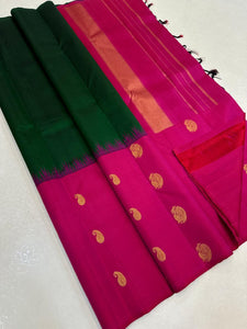 Classic Green & Magenta Kanchipuram Handloom Silk Saree SS26329