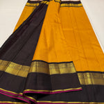 Load image into Gallery viewer, Classic Mango Yellow &amp; Black 2gm Zari Double Side Korvai Kanchipuram Handloom Silk Saree SS25934
