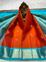 Load image into Gallery viewer, Classic Burnt Orange 2gm Zari Elegance Kanchipuram Handloom Silk Saree SS28251
