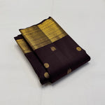 Load image into Gallery viewer, Classic Dark Coffeee Brown 1gm Zari Elegance Kanchipuram Handloom Silk Saree SS24392
