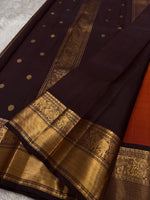 Load image into Gallery viewer, Classic Orange &amp; Mud Chocolate Kanchipuram Handloom Silk Saree SS25958
