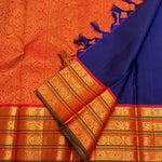 Load image into Gallery viewer, Classic Navy Blue &amp; Fiery Red 1gm Zari Korvai Bridal Elegance Kanchipuram Handloom Silk Saree SS28216
