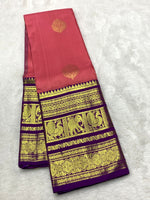 Load image into Gallery viewer, Classic Rose &amp; Vadamalli 2gm Zari Bridal Elegance Kanchipuram Handloom Silk Saree SS25276
