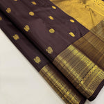 Load image into Gallery viewer, Classic Dark Coffeee Brown 1gm Zari Elegance Kanchipuram Handloom Silk Saree SS24392
