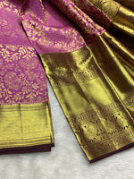 Load image into Gallery viewer, Classic Onion Pink &amp; Mahogany Red 2gm Zari Kanchipuram Handloom Silk Saree SS26002
