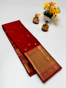 Classic Chilly Red Elegance Kanchipuram Silk Saree SS23832