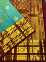 Load image into Gallery viewer, Classic Peacock Green &amp; Coffee Brown 2gm Zari Kanchipuram Handloom Silk Saree SS25827

