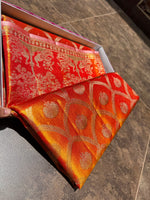 Load image into Gallery viewer, Classic Orange Bridal Elegance Tissue Kanchipuram Handloom Silk Saree SS27991
