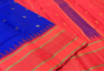 Load image into Gallery viewer, Classic Robin Blue &amp; Orange 1gm Zari Kanchipuram Handloom Silk Saree SS26894
