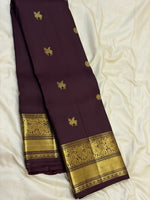 Load image into Gallery viewer, Classic Dark Espresso Brown 2gm Zari Vintage Elegance Kanchipuram Handloom Silk Saree SS27663
