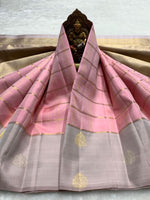 Load image into Gallery viewer, Classic Pink &amp; Cocoa 2gm Zari Kanchipuram Handloom Silk Saree SS25932
