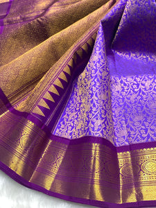 Classic Lavender & Vadamalli 2gm Zari Bridal Elegance Kanchipuram Handloom Silk Saree SS25273