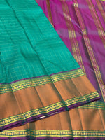Load image into Gallery viewer, Classic Teal Green &amp; Purple 2gm Zari Kanchipuram Handloom Silk Saree SS26248
