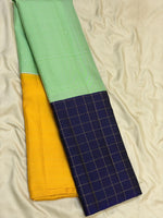 Load image into Gallery viewer, Classic Light Green Yellow &amp; Navy Blue 2gm Zari Elegance Kanchipuram Handloom Silk Saree SS27361
