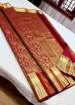 Load image into Gallery viewer, Classic Barn Red 2gm Zari Bridal Elegance Kanchipuram Handloom Silk Saree SS26349
