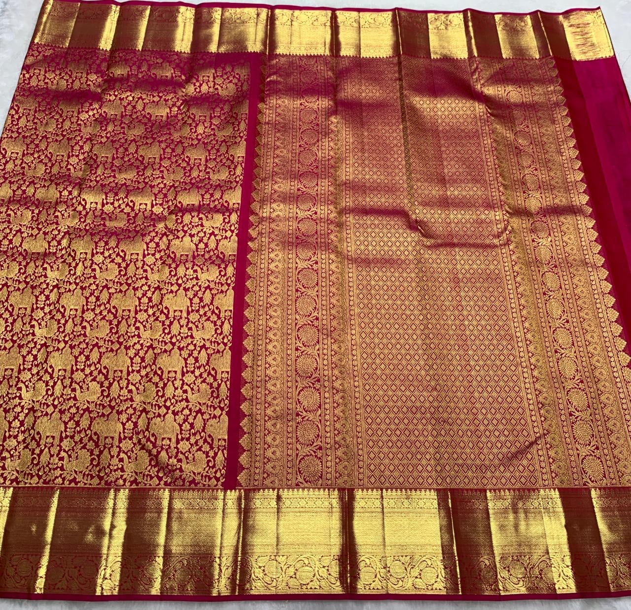 Classic Glow Pink 2gm Zari Bridal Elegance Kanchipuram Handloom Silk Saree SS25433