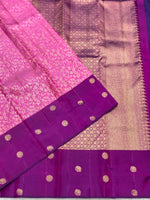 Load image into Gallery viewer, Classic Pink &amp; Purple 2gm Zari Elegance Kanchipuram Handloom Silk Saree SS25365

