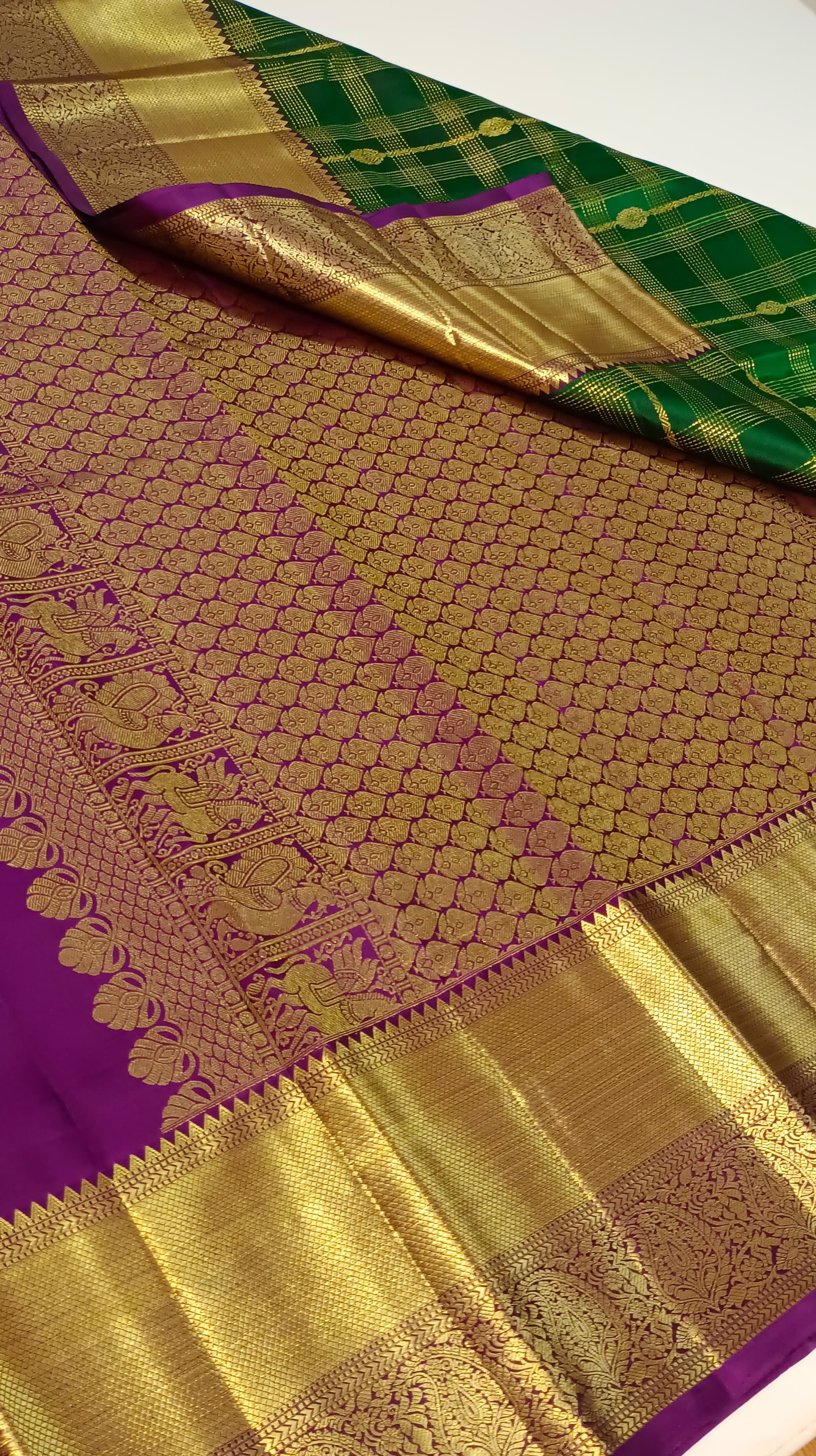 Classic Green & Vadamalli Bridal Elegance Kanchipuram Handloom Silk Saree SS23587