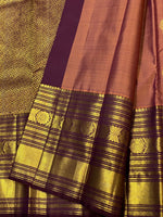Load image into Gallery viewer, Classic Dusky Sand Pink &amp; Plum Long Border Vintage Elegance Kanchipuram Handloom Silk Saree SS27187
