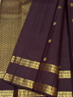 Load image into Gallery viewer, Classic Dark Chocolate Brown 2gm Zari Elegance Kanchipuram Handloom Silk Saree SS28284
