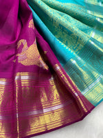 Load image into Gallery viewer, Classic Wine Red &amp; Sea Green 2gm Zari Kanchipuram Handloom Silk Saree SS26005
