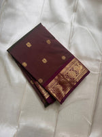 Load image into Gallery viewer, Classic Shaded Olive Green &amp; Garnet Red Elegance Kanchipuram Handloom Silk Saree SS27244
