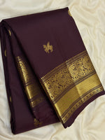 Load image into Gallery viewer, Classic Dark Espresso Brown 2gm Zari Vintage Elegance Kanchipuram Handloom Silk Saree SS27663
