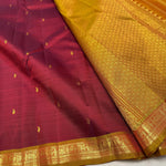 Load image into Gallery viewer, Classic Maroon &amp; Mustard 1gm Zari Elegance Kanchipuram Handloom Silk Saree SS25191
