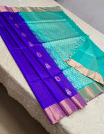 Load image into Gallery viewer, Classic Blue &amp; Turquoise Elegance Handloom Soft Silk Saree SS26566
