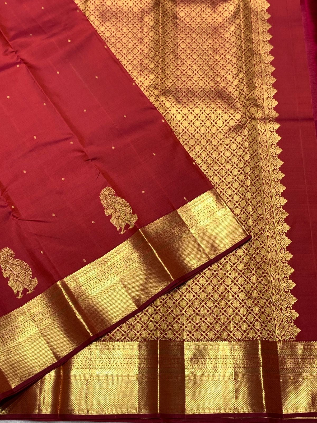 Classic Brick Red 2gm Zari Kanchipuram Handloom Silk Saree SS26501