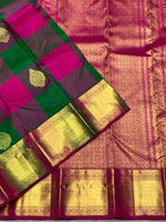 Load image into Gallery viewer, Classic Deep Pink &amp; Green 2gm Zari Kanchipuram Handloom Silk Saree SS25815
