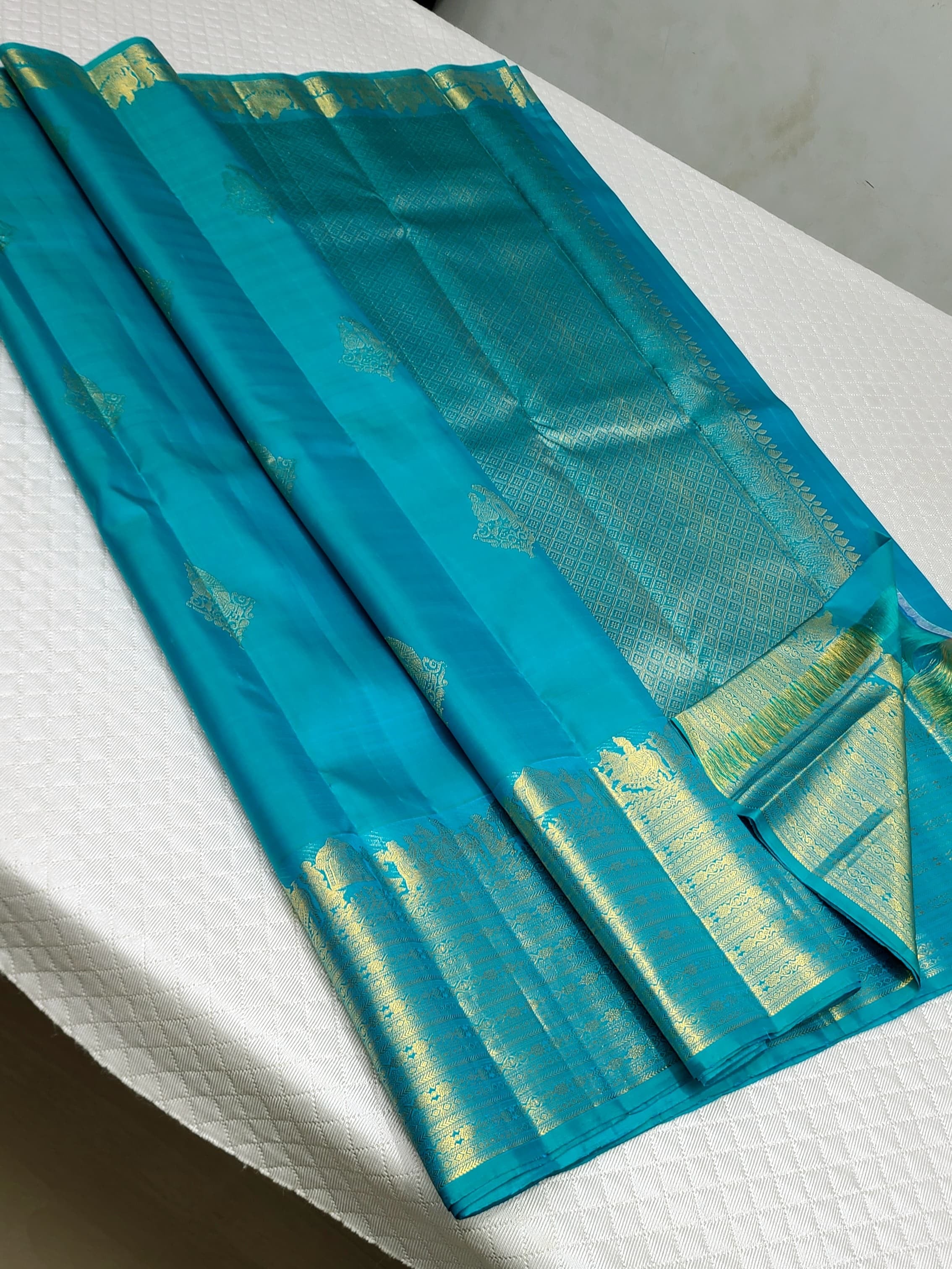 Classic Blue 1gm Zari Kanchipuram Handloom Silk Saree SS26208