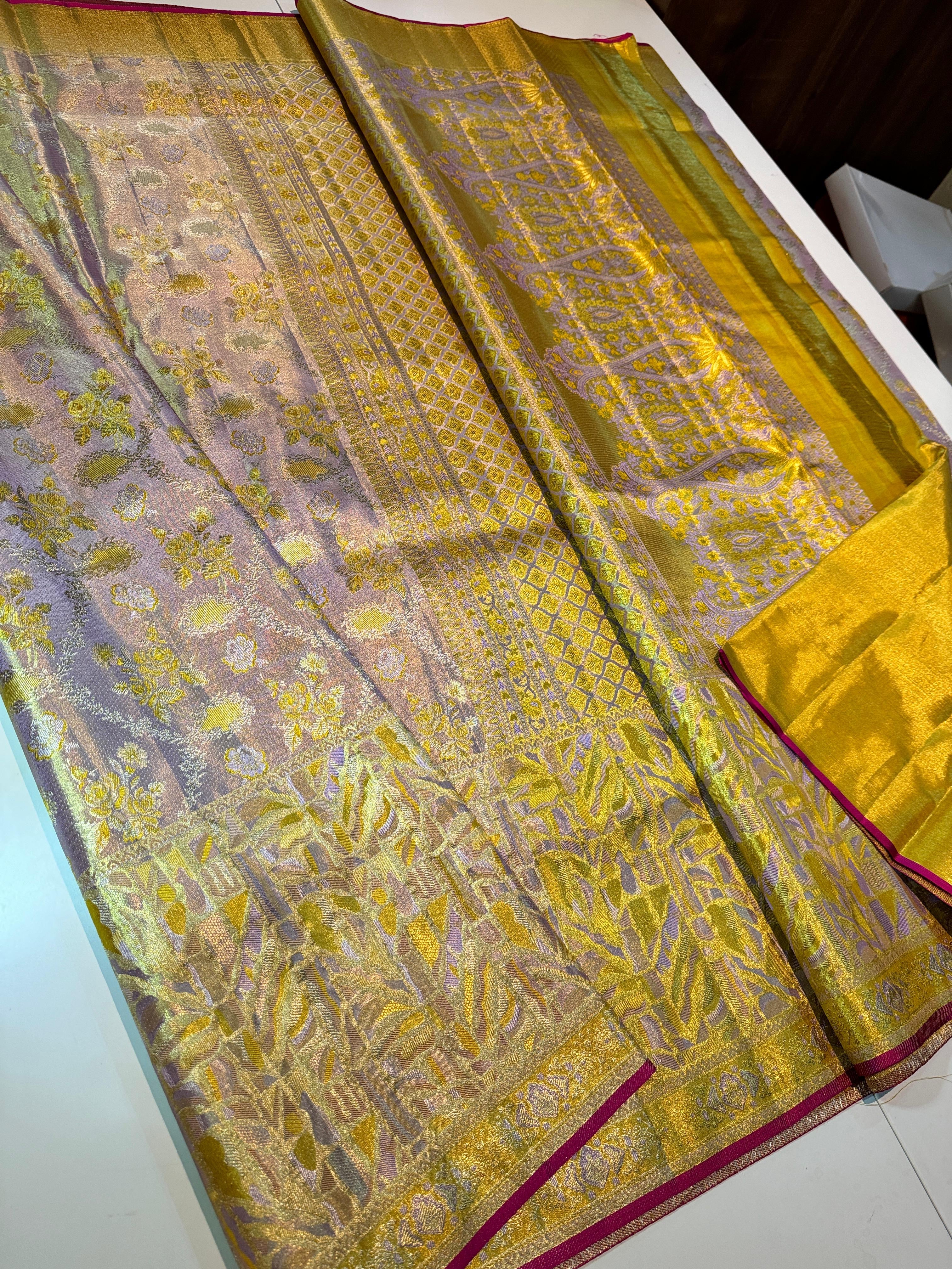 Pastel Lavender 1gm Zari Bridal Elegance Kanchipuram Handloom Silk Saree SS23852