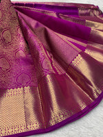 Load image into Gallery viewer, Classic Deep Magenta Pink 2gm Zari Bridal Elegance Kanchipuram Handloom Silk Saree SS28198

